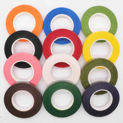Floral Green Tapes - 12mm*45m/ROLL Tape for Corsages, Buttonhole, Artificial Flower Stamen Wrap, Florist Green Stretchy Tape