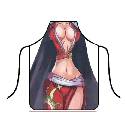 Funny Cartoon Kitchen Apron - Luffy Cooking, Baking & Dinner Party Apron for Adults