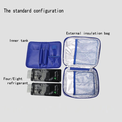 Portable Insulin Cooler Bag – Medium Size Insulated Diabetic Travel Case with Aluminum Foil & Nylon Fabric Ice Storage Protection Bag