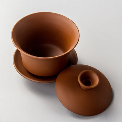 Purple Clay Gaiwan Tea Set - Elegant Teaware Lidded Bowl Cup and Saucer for Traditional Tea Brewing