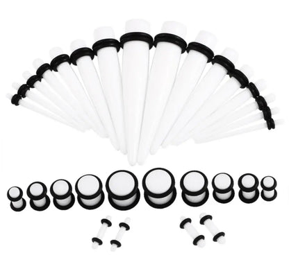 36PCS Acrylic Ear Gauge Stretching Kit – Mixed Color Tapers & Plugs, Flesh Tunnel Body Piercing Jewelry 14G-00G