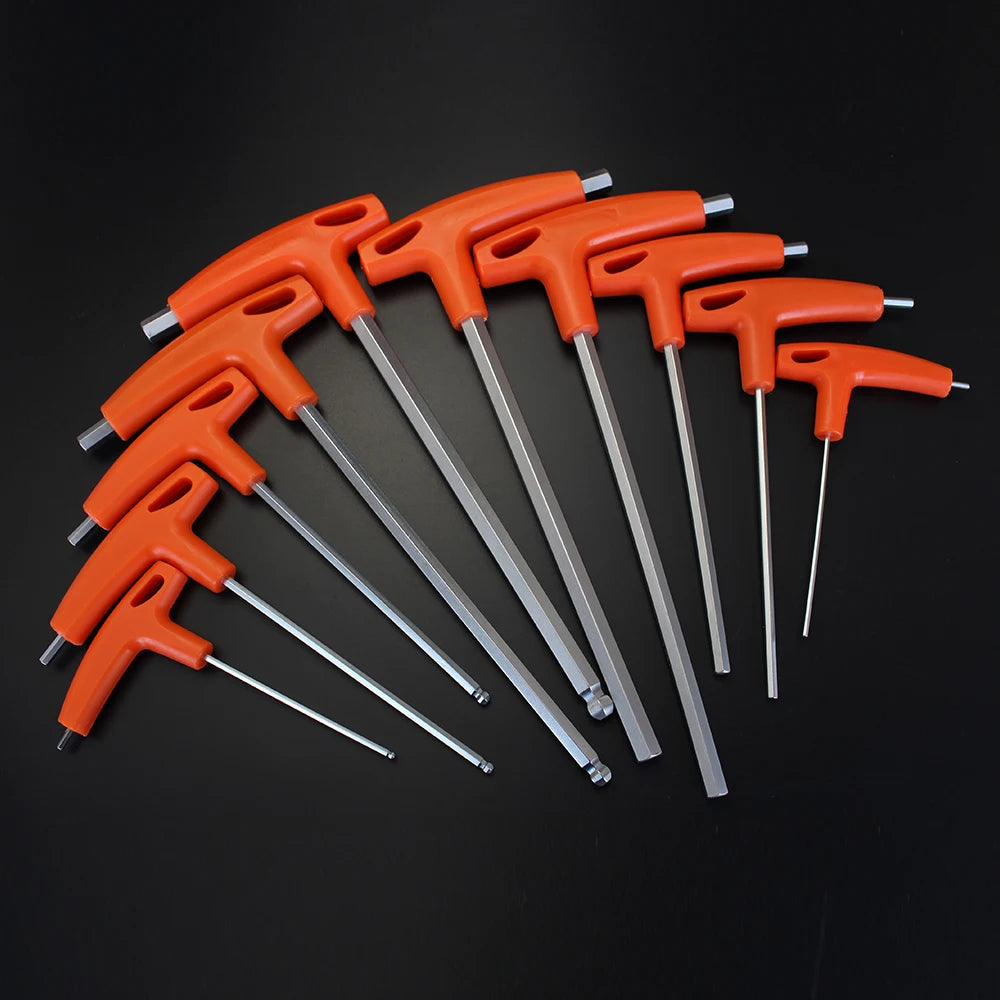 Hex Key Allen Wrench Adapter Set - Chrome Vanadium Steel Ball And Flat Head Hand Tool