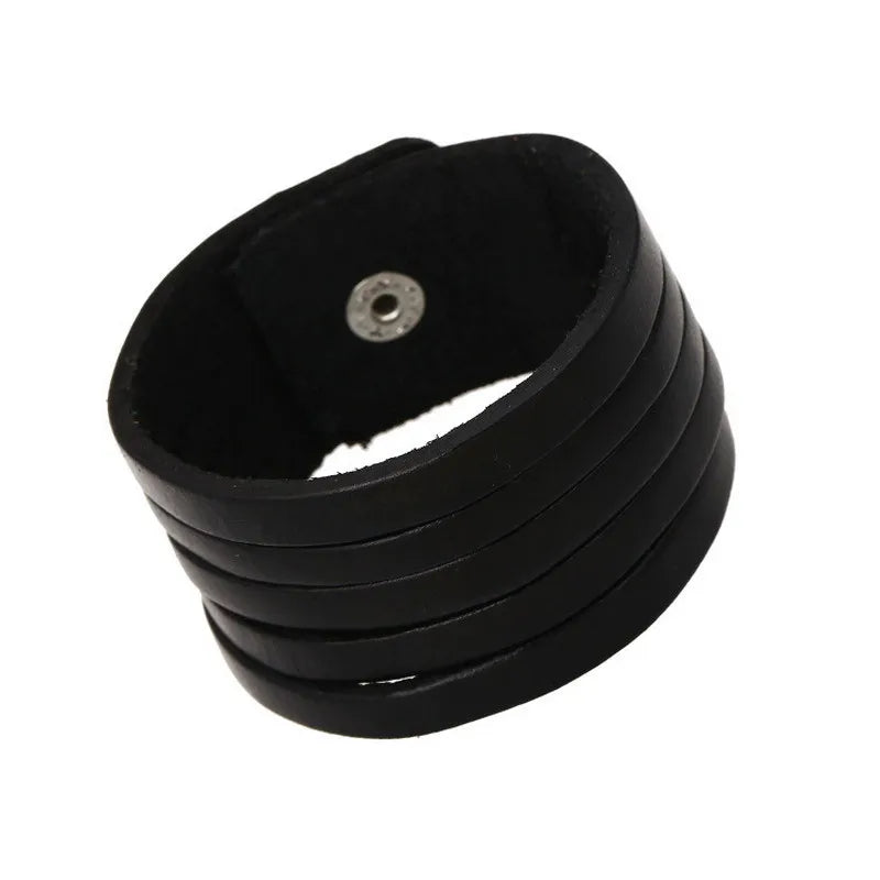 Modyle Vintage Punk Retro Multilayer Leather Bracelet – Handmade Braided Rope Wrap Bangle for Men