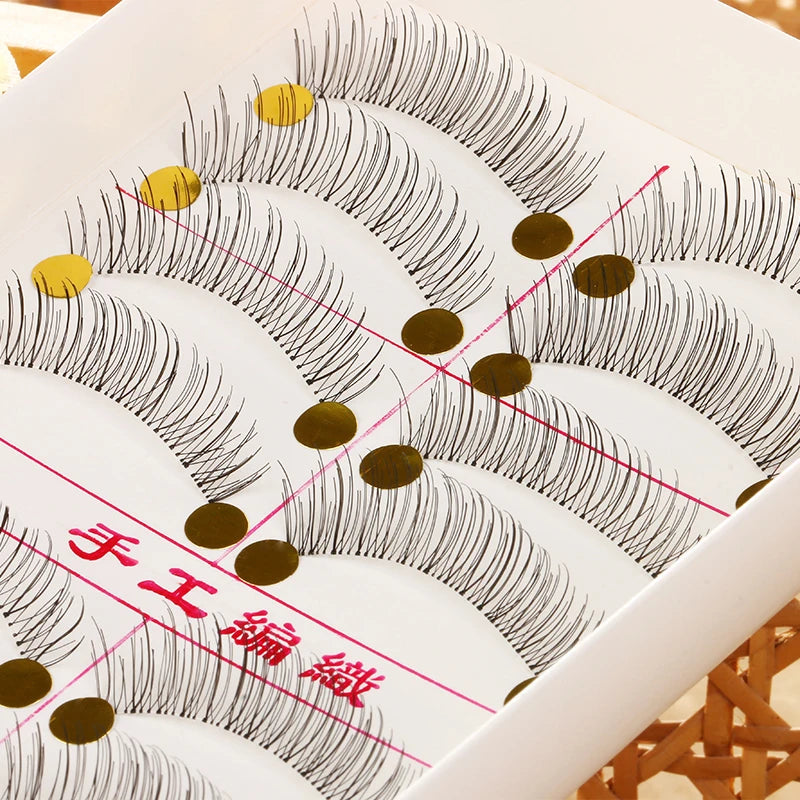 10 Pairs Handmade Natural Long False Eyelashes – Lightweight Dramatic Fake Lashes #217
