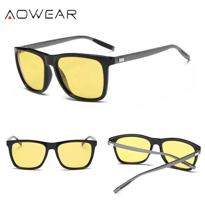 AOWEAR HD Night Vision Glasses – Polarized Yellow Lens Sunglasses for Men, Safe Driving Goggles