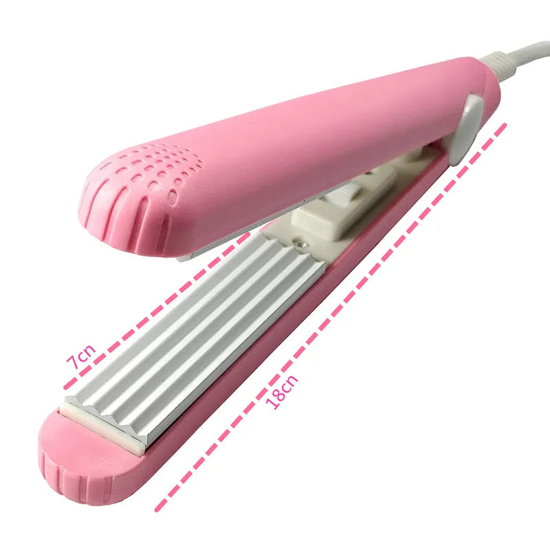Mini Pink Hair Iron – Electric Curling Iron with Corrugated Plate for Styling and Curls