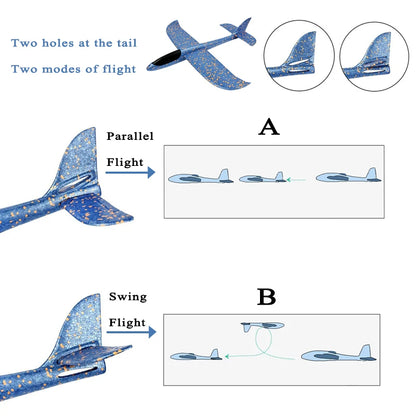 48cm EVA Foam Glider Aircraft Toy – Hand-Throw Flight Airplane DIY Model for Kids, Fun Outdoor Toy Gift