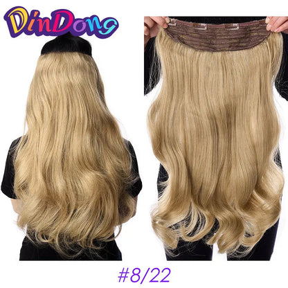 DinDong 32" Clip-In Hair Extensions — 210G Synthetic Wavy, Heat Resistant, 613# Blonde & 19 Colors