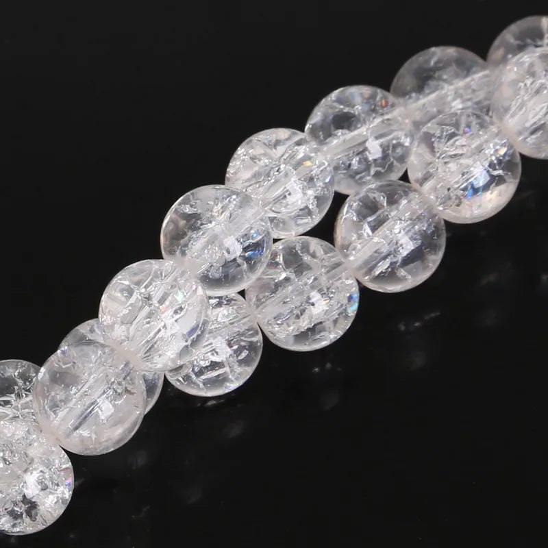 Crystal Glass Crackle Beads - 4/6/8/10mm Round Spacer Charm Beads for DIY Jewelry Making