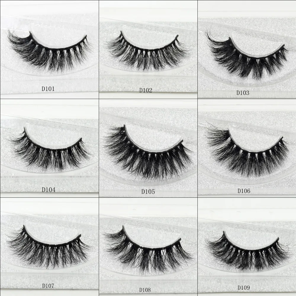 3D Real Mink False Eyelashes – Thick Handmade Strip Lashes with Glitter Packing for Makeup Beauty D101