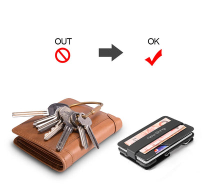 NewBring Multi-Functional Metal Money Clip – Men's Credit Card Wallet & Key Holder