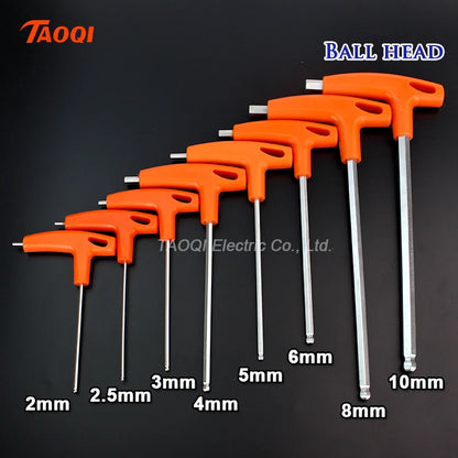 Hex Key Allen Wrench Adapter Set - Chrome Vanadium Steel Ball And Flat Head Hand Tool