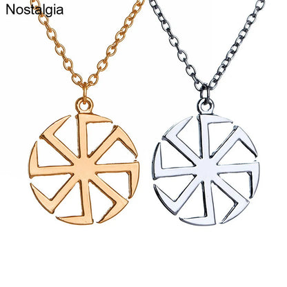 Nostalgia Slavic Kolovrat Pendant Necklace – Pagan Wicca Russian Wheel Amulet Talisman Jewelry