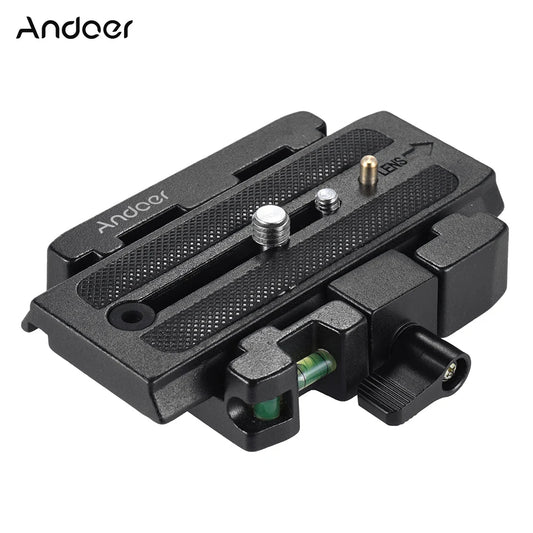 Andoer Video Camera Tripod Quick Release Clamp Adapter – with Plate for Manfrotto 501, 500AH, 701HDV, 503HDV, Q5 Head