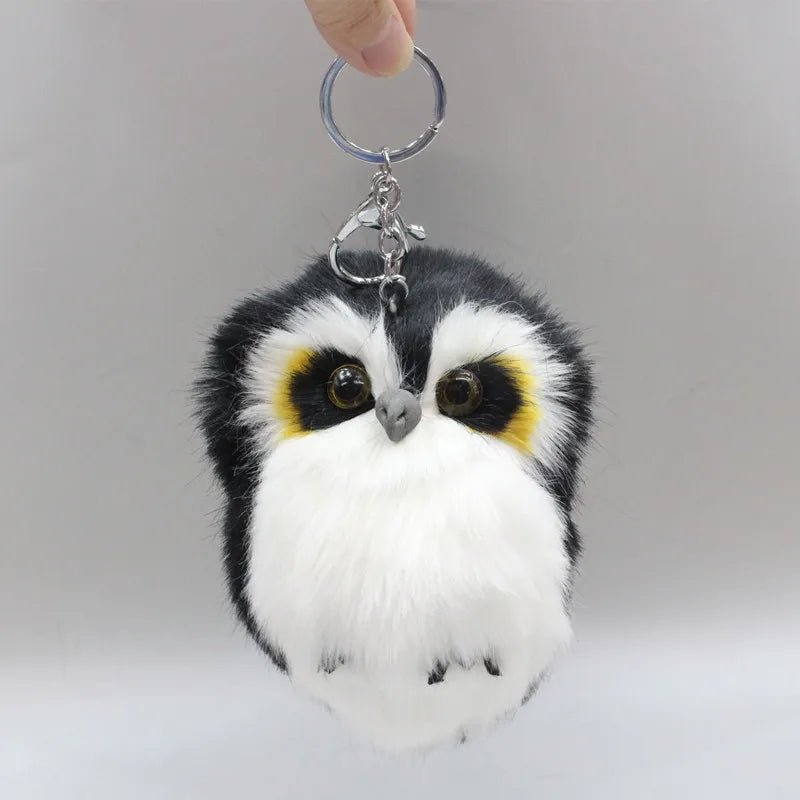 Cute Tiny Plush Faux Rabbit Fur Owl Keychain – Mini Animal Bag & Car Trinket Jewelry Gift for Women & Girls