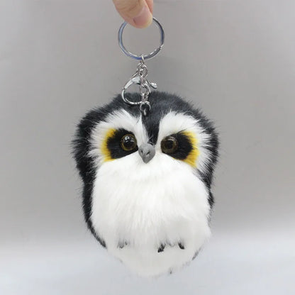 Cute Tiny Plush Faux Rabbit Fur Owl Keychain – Mini Animal Bag & Car Trinket Jewelry Gift for Women & Girls