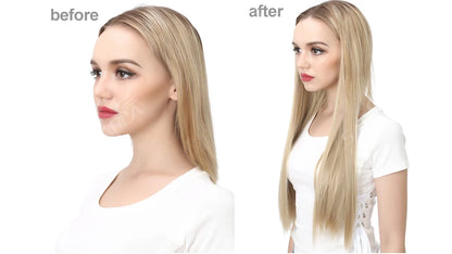 Synthetic U-Part Clip-in Hair Extensions – Long, Straight, Thick Blonde Hairpieces (16, 20, 24 Inch)