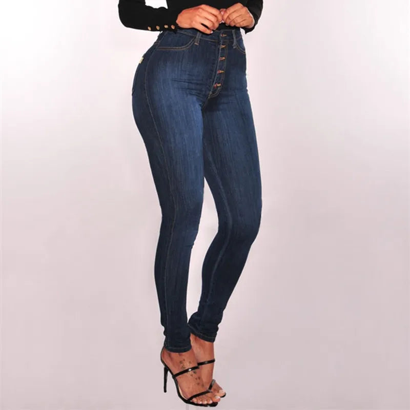 High Waist Push Up Jeans For Women - Stretchy Washed Denim Mom Jeans Skinny Pencil Pants