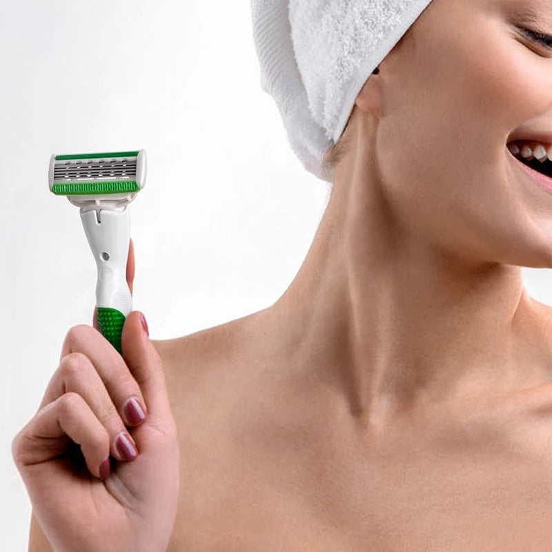 QShave Green Series Women’s Razor — 5-Layer X5 Blade Hair Remover for Bikini & Legs, Valentine’s Day Gift