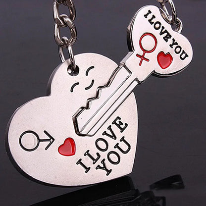 Zinc Alloy Couple Keychain - Silver-Plated My Heart Key Ring for Wedding Favors & Romantic Gifts