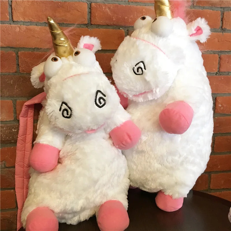 Despicable White Unicorn Plush Backpack - 50cm Kids School Bag & Soft Gift Toy