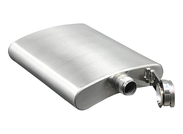 LMETJMA Stainless Steel Hip Flask with Funnel – 1-10oz Pocket Flask for Alcohol, Whiskey, Screw Cap (KC0139)