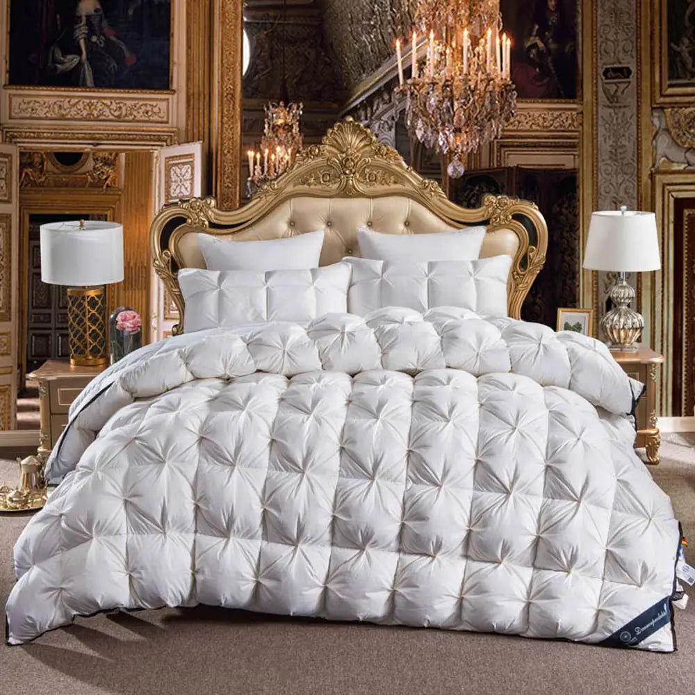3D Luxury Quilted Goose Down Duvet – 100% High-Rank Winter Comforter, Thick Solid Color Blanket for King, Queen & Full Size Beds