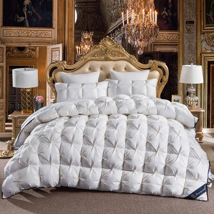 3D Luxury Quilted Goose Down Duvet – 100% High-Rank Winter Comforter, Thick Solid Color Blanket for King, Queen & Full Size Beds