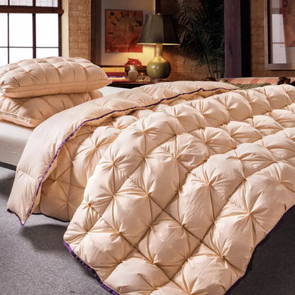 3D Luxury Quilted Goose Down Duvet – 100% High-Rank Winter Comforter, Thick Solid Color Blanket for King, Queen & Full Size Beds