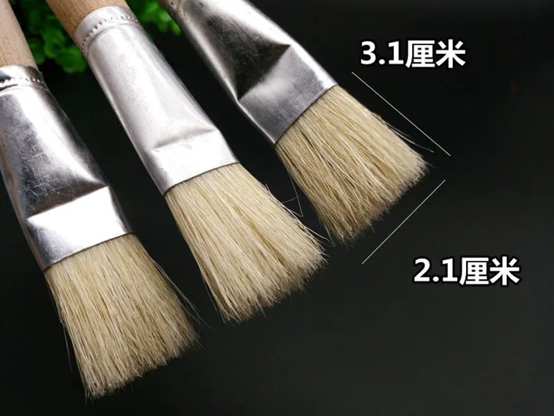 2PCS Pig Bristle Oil Painting Brushes Set – Large Flat Glue & Painting Brushes for Artists, Drawing & Art Supplies
