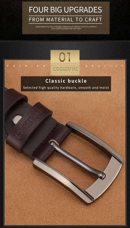 Men's High-Quality Genuine Leather Belt – Luxury Designer Cowskin Fashion Strap for Jeans & Cowboy Style