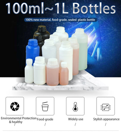 1000mL HDPE Refillable Plastic Bottle with Lid — Food Grade, Leakproof Container for Liquids, Agriculture & Pesticides, 1PCS