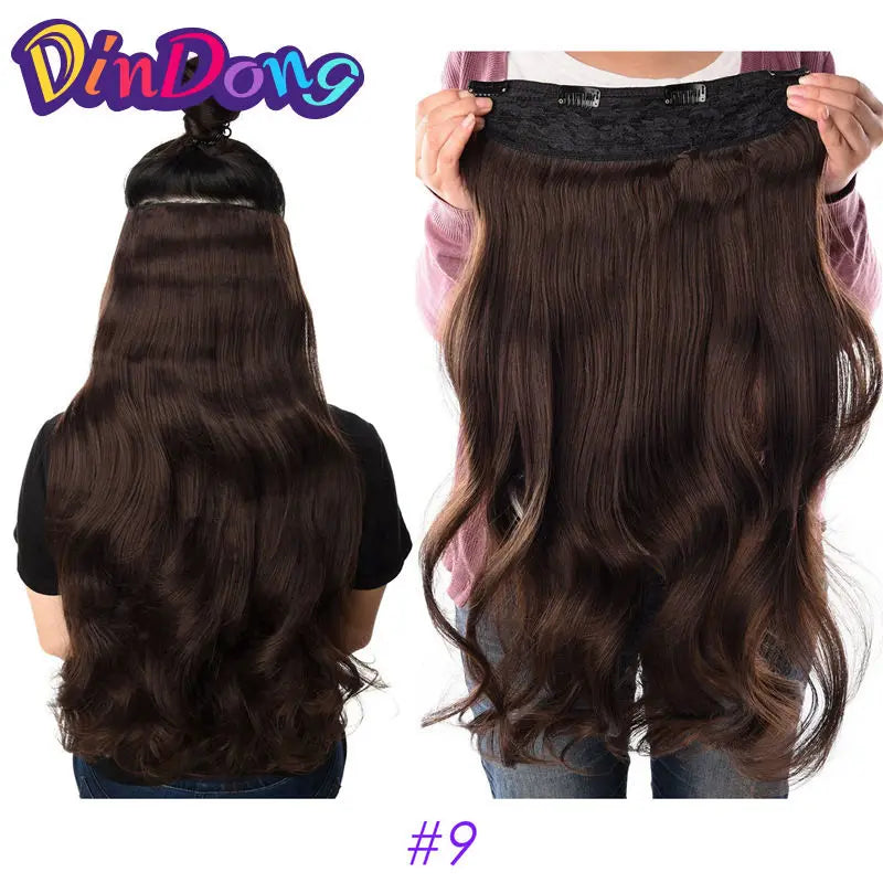 DinDong 32" Clip-In Hair Extensions — 210G Synthetic Wavy, Heat Resistant, 613# Blonde & 19 Colors