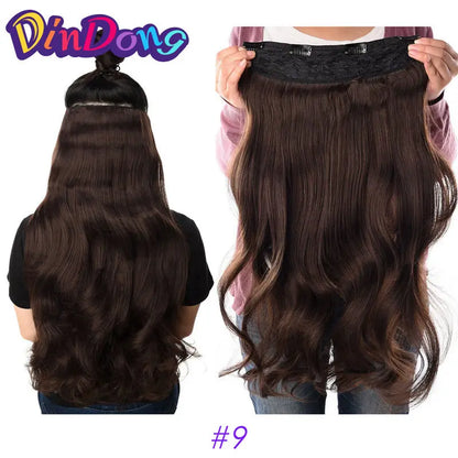 DinDong 32" Clip-In Hair Extensions — 210G Synthetic Wavy, Heat Resistant, 613# Blonde & 19 Colors