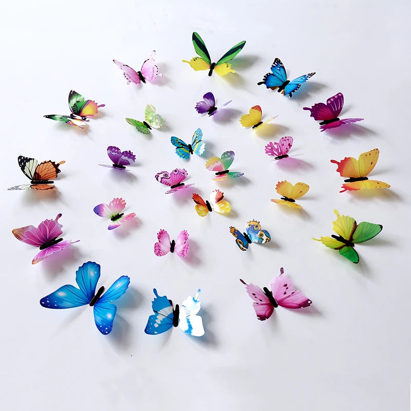 12PCS Luminous 3D Butterfly Wall Stickers — Glow-in-the-Dark Wedding Party & Home Decor, Living Room Fridge Decals