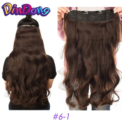 DinDong 32" Clip-In Hair Extensions — 210G Synthetic Wavy, Heat Resistant, 613# Blonde & 19 Colors