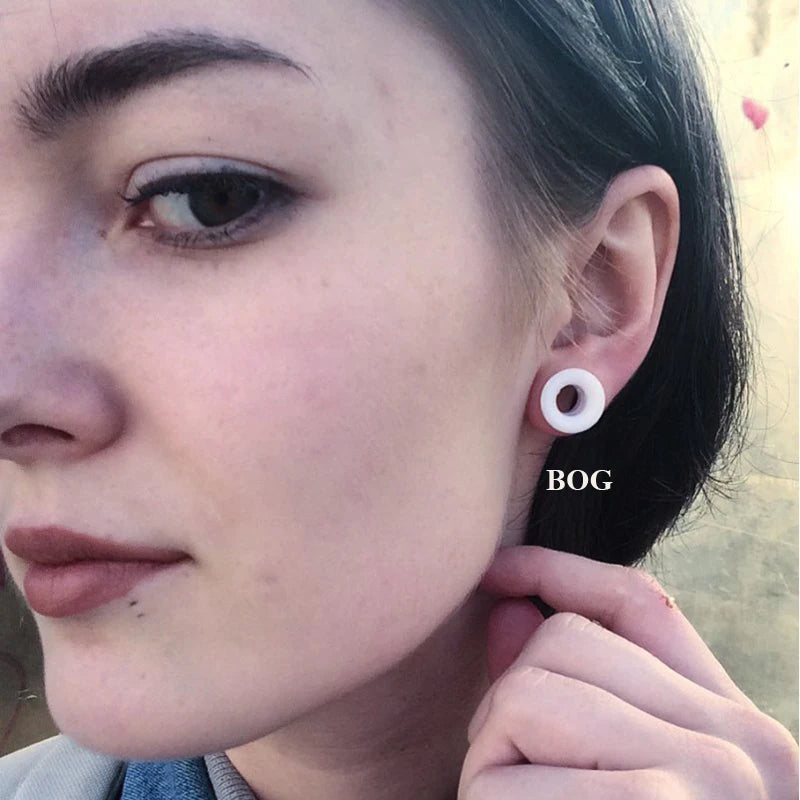 BOG Silicone Ear Tunnels - Flexible Hollow Flesh Plugs Body Piercing Jewelry for Stretched Ears