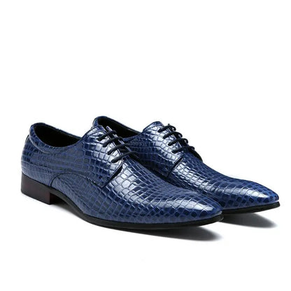 Men’s Snakeskin Grain Leather Oxford Shoes - Lace-Up Wedding, Business and Office Dress Shoes Size 38-48