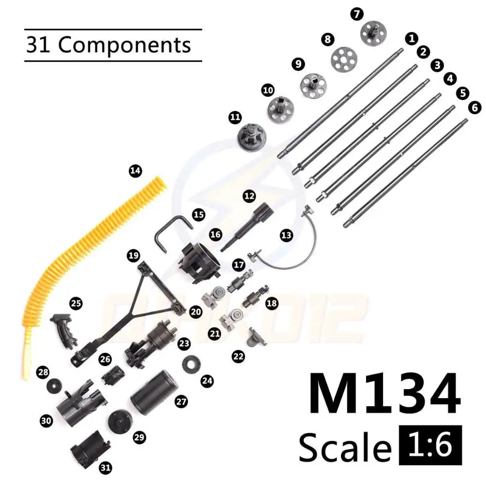 1/6 Scale M134 Minigun Model - Gatling Gun Assembly Collectible for Army & Terminator Displays