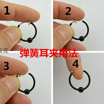 Unisex Clip-On Earrings – Invisible No-Piercing Spring Ear Cuffs, Small Circle Gold/Silver/Black Plated Jewelry for Women & Men
