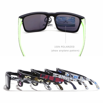 KDEAM Polarized Men’s Sunglasses – Matte Black Frame with Painting Temples & Protective Case
