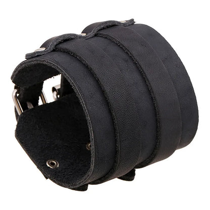 Modyle Vintage Punk Retro Multilayer Leather Bracelet – Handmade Braided Rope Wrap Bangle for Men