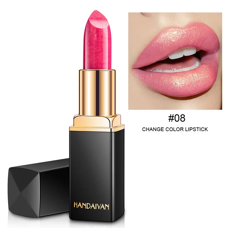 Professional Brand Lipstick – Waterproof, Long-Lasting Nude Pink & Mermaid Shimmer, Luxury Makeup Cosmetic