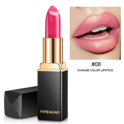 Professional Brand Lipstick – Waterproof, Long-Lasting Nude Pink & Mermaid Shimmer, Luxury Makeup Cosmetic