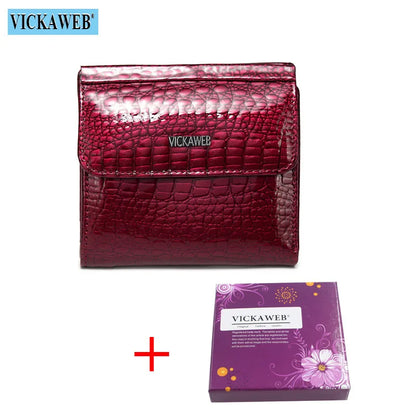 VICKAWEB Mini Women’s Wallet — Genuine Leather Alligator Hasp Short Purse, Fashion Small Wallet for Women 209