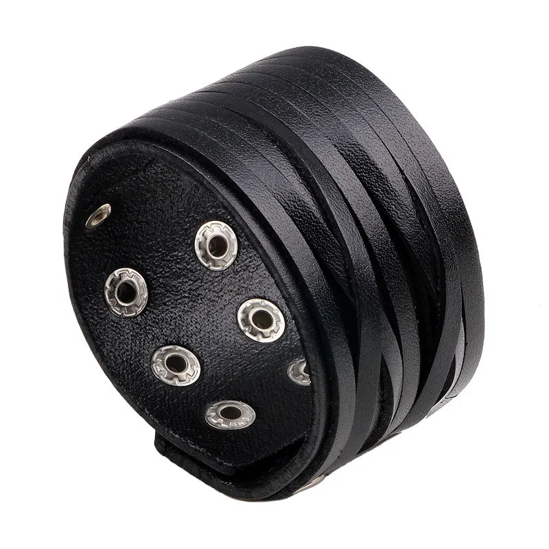 Modyle Vintage Punk Retro Multilayer Leather Bracelet – Handmade Braided Rope Wrap Bangle for Men
