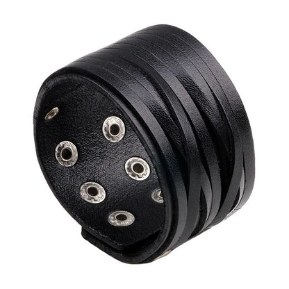 Modyle Vintage Punk Retro Multilayer Leather Bracelet – Handmade Braided Rope Wrap Bangle for Men