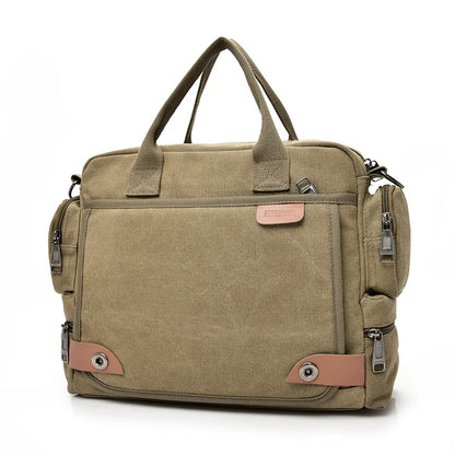 Brand Men’s Crossbody Bags - Canvas Shoulder Messenger Bag for Travel, Casual Large Satchel Handbag in Grey
