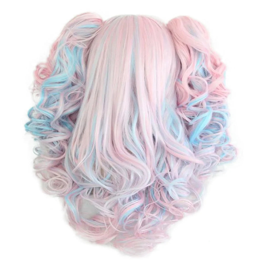 HAIRJOY Women’s 70cm Long Blue and Pink Mixed Wavy Braided Ponytails Synthetic Party Cosplay Wig - 30 Colors Available