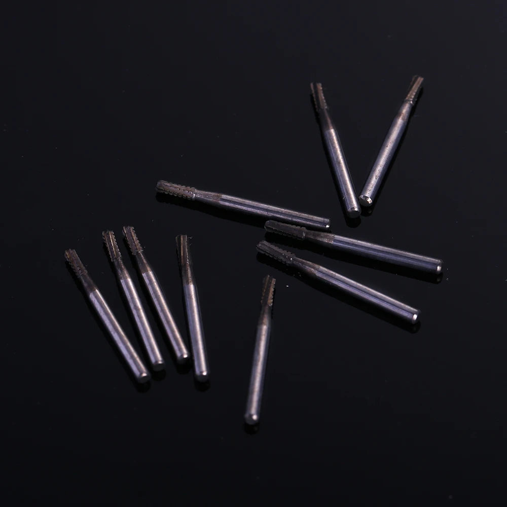 10pcs Dental Broken Crown Needles - Endodontic Silver & Gold Plated Handle, 1957# & 1958# for Crown Repair